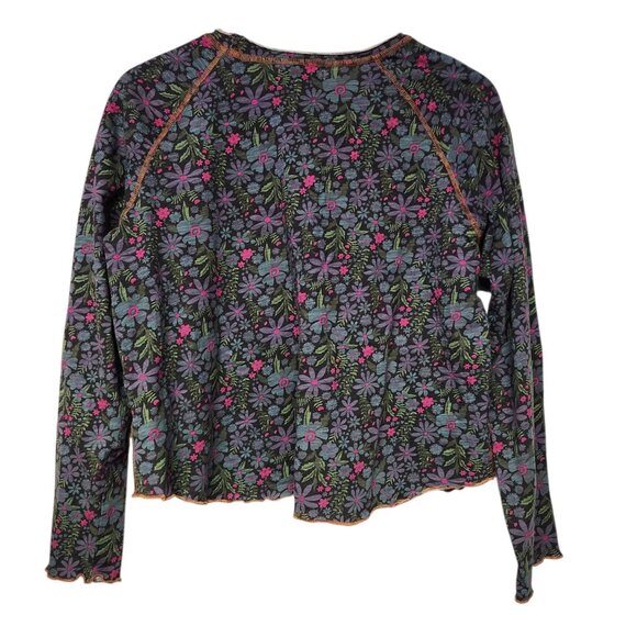 NATURAL LIFE Floral Long Sleeve lettuce hem Lily Tee shirt top Multicolor - Picture 4 of 7